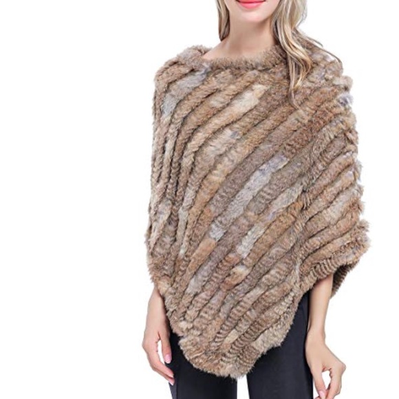 Rabbit Fur Shawls KnittedPonchos - Picture 2 of 7